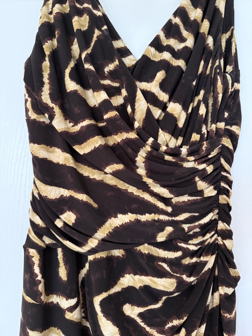 Ralph Lauren Sleeveless Brown & Tan Animal Print V-Neck Dress - Picture 2 of 10